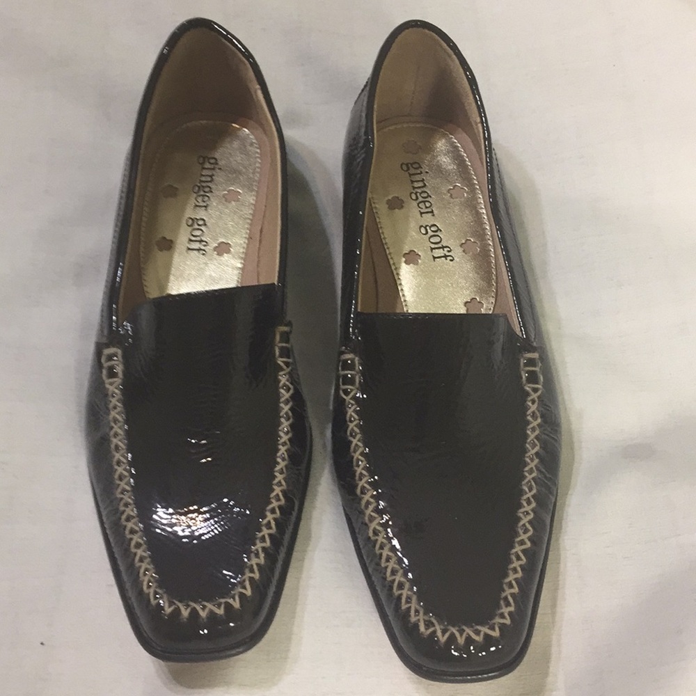 Ginger Goff Patent Brown Sandals